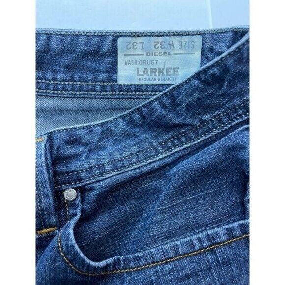 Diesel Jeans Men's W32 L32 Larkee ORUS7 Straight Buttonfly Relaxed Fit Dark Wash - Picture 5 of 9